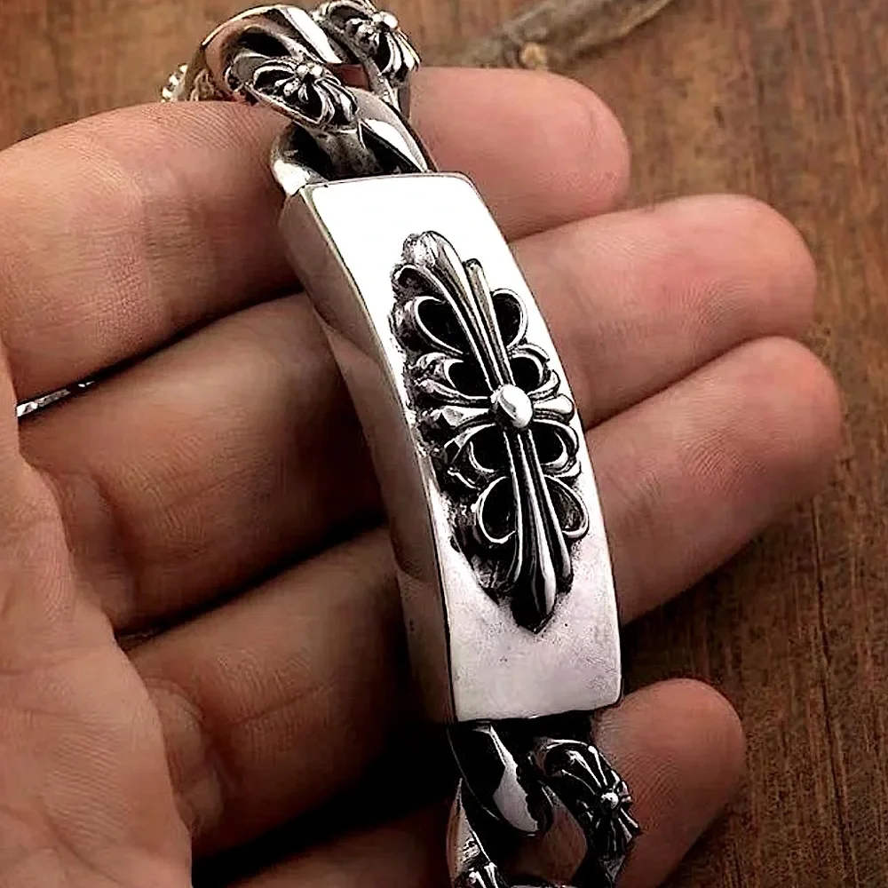 Stainless Steel Vintage Style Cross Unisex Bracelet Chain Link